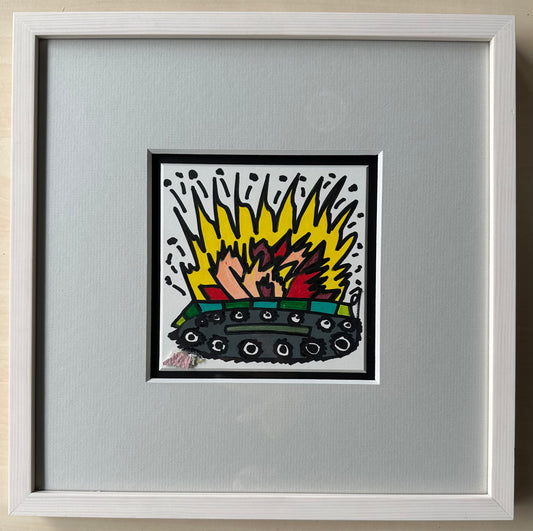 [Filzstiftgemälde gerahmt] Aus Stahl wird Staub