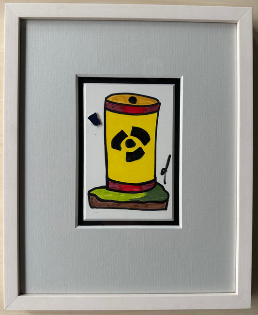 [Filzstiftgemälde gerahmt] Atom Fass