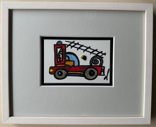 [Filzstiftgemälde gerahmt] Feuerwehr