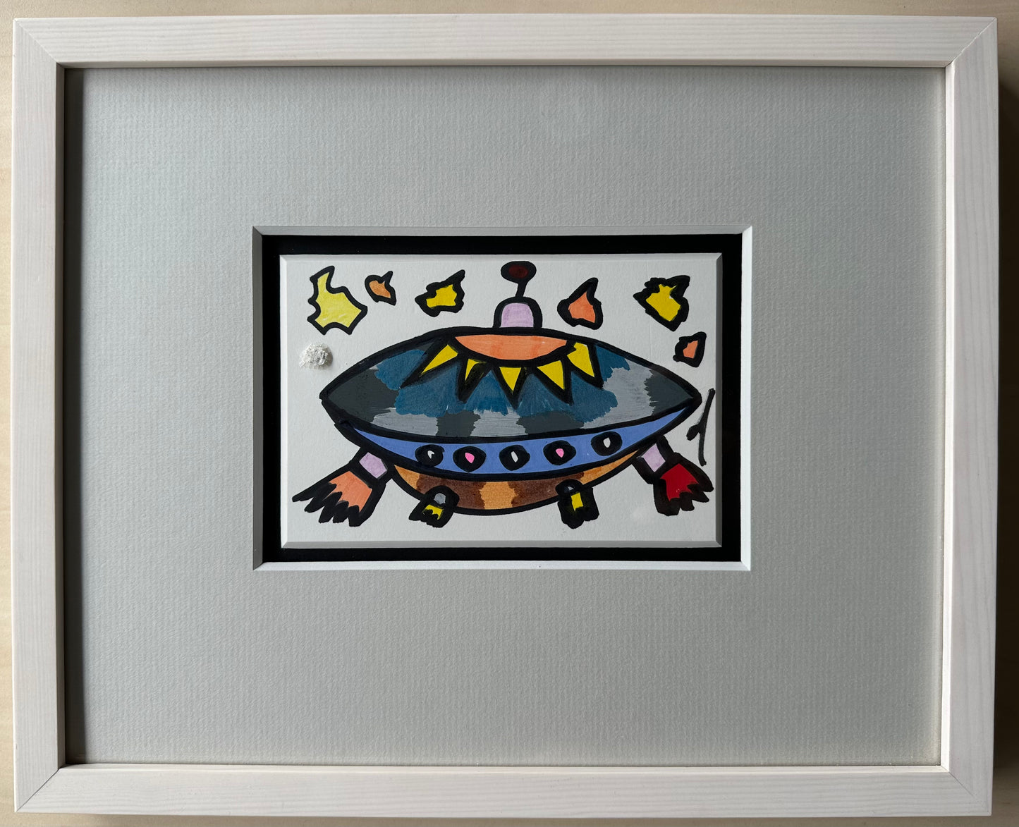 [Filzstiftgemälde gerahmt] Ufo